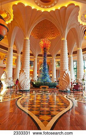 Stock Image - Lobby Of The Palm Hotel; Dubai, United Arab Emirates. Fotosearch