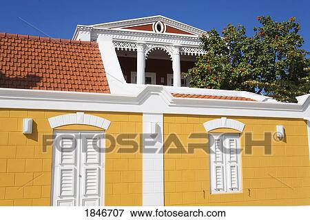 Stock Photo - Local Achitecture; History Museum, Oranjestad, Aruba Island, Kingdom Of The Netherlands. Fotosearch