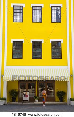 Stock Photography - Local Architecture; Aruba Trading Company Building, Main Street, Oranjestad, Island Of Aruba, Aruba, Kingdom Of The Netherlands. Fotosearch