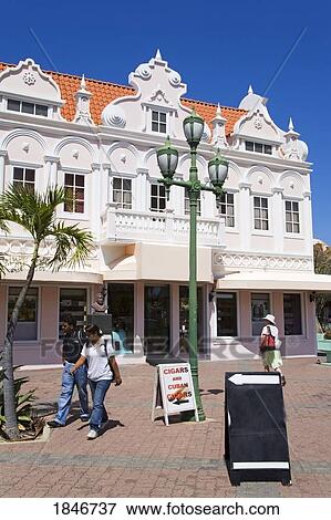 Stock Photo - Local Architecture; Holland Aruba Mall, Oranjestad, Island Of Aruba, Aruba, Kingdom Of The Netherlands. Fotosearch