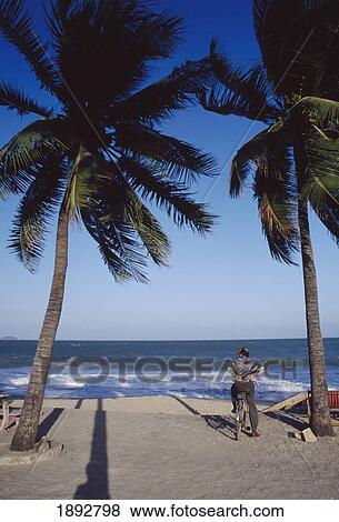 Local Man With Bicycle On Beach Looking At View View Large Photo Image Stock Photo - Local Man With Bicycle On Beach Looking At View. Fotosearch