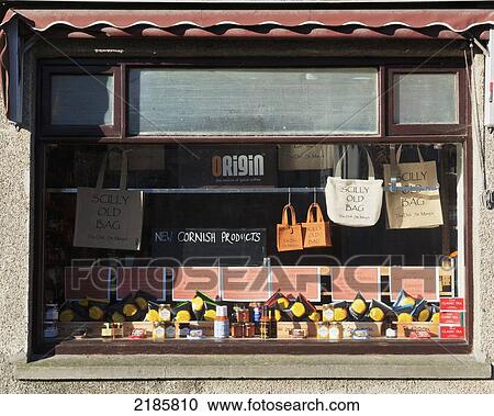 Stock Image - Local Shop Front, Hugh Town, St Mary's, Isles Of Scilly, Cornwall, Uk, Europe. Fotosearch