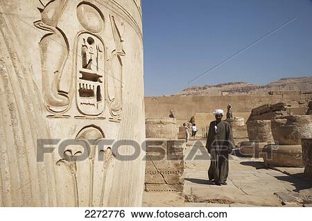 Stock Photograph - Local site guardian at medinet habu (mortuary temple of ramesses iii); west bank luxor upper egypt. Fotosearch