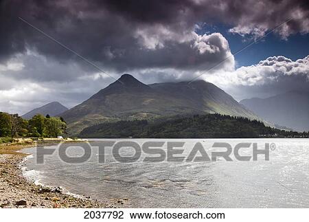 Stock Image - Loch Etive With Mountains In The Background; Argyll Scotland. Fotosearch