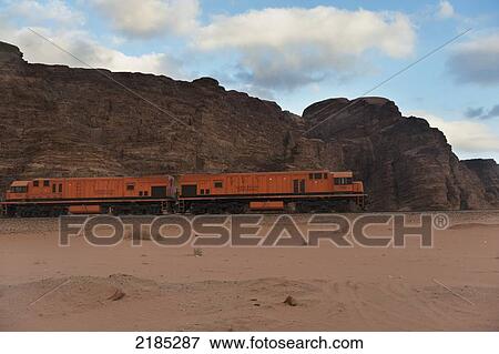 Stock Photo - Locomotive Train, Wadi Rum, Jordan, Middle East. Fotosearch