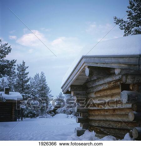 Stock Photograph - Log Cabin; Kakslauttanen, Finland. Fotosearch