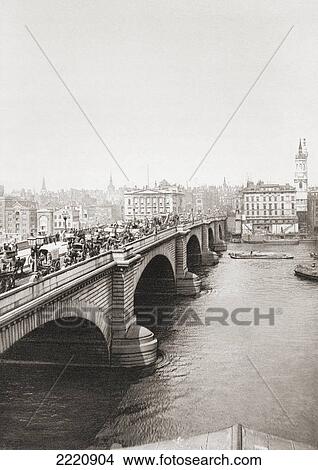 Picture - London Bridge, London, England In The Late 19Th Century. From London, Historic And Social, Published 1902.. Fotosearch