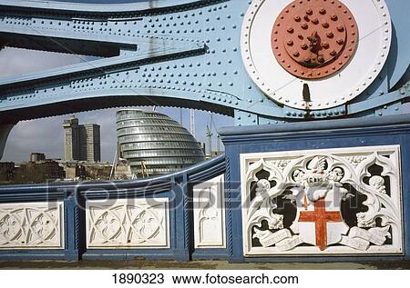 Stock Image - London City Hall Seen Through Tower Bridge. Fotosearch