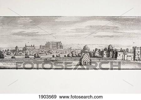 Stock Photo - London, England. St James's Palace, Westminster Hall And Pall Mall In 1660. From A Contemporary Drawing. From Memoirs Of The Martyr King By Allan Fea Published 1905.. Fotosearch
