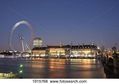 Stock Photo - London Eye And Cityscape At Night. Fotosearch