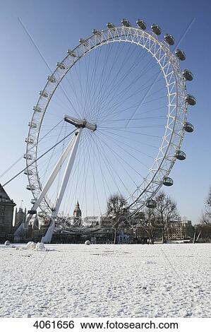 London Eye with Big Ben and a deserted snow scene; London, England View Large Photo Image Stock Photograph - London Eye with Big Ben and a deserted snow scene; London, England. Fotosearch