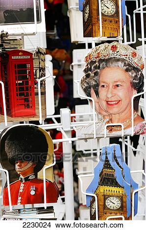 Picture - London Postcards, Queen, Big Ben, Telephone, England.. Fotosearch