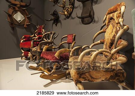 Stock Photo - Long Horn Chairs At The Panhandle Plains Historical Museum In Canyon, Texas, Usa. Fotosearch