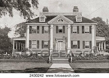 Stock Image - Longfellow's Home. Craigie House, Cambridge, Massachusetts, United States of America. From The Strand Magazine published 1897.. Fotosearch