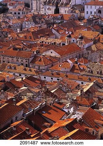 Looking Across The Rooftops From The City Walls Of Dubrovnik, Croatia. View Large Photo Image Stock Photo - Looking Across The Rooftops From The City Walls Of Dubrovnik, Croatia.. Fotosearch