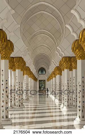 Looking Along Corridor Of Columns Surrounding The Courtyard Of The Sheikh Zayed Grand Mosque, Abu Dhabi, United Arab Emirates View Large Photo Image Picture - Looking Along Corridor Of Columns Surrounding The Courtyard Of The Sheikh Zayed Grand Mosque, Abu Dhabi, United Arab Emirates. Fotosearch