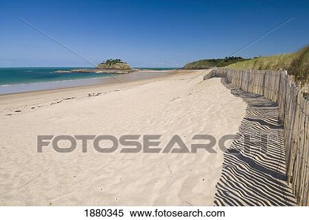 Looking Along Fence Beside Beach To The Fort Du Guesclin View Large Photo Image Stock Photography - Looking Along Fence Beside Beach To The Fort Du Guesclin. Fotosearch
