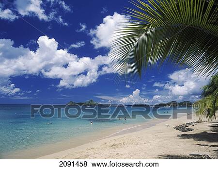 Looking Along Reduit Beach To Pigeon Island, Rodney Bay, St. Lucia. View Large Photo Image Stock Photo - Looking Along Reduit Beach To Pigeon Island, Rodney Bay, St. Lucia.. Fotosearch