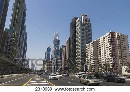 Looking along Sheikh Zayed road; Dubai, United Arab Emirates View Large Photo Image Stock Photo - Looking along Sheikh Zayed road; Dubai, United Arab Emirates. Fotosearch
