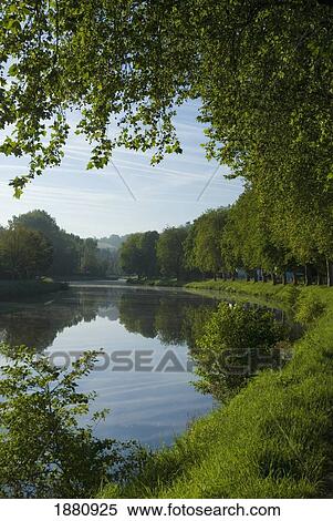 Stock Photography - Looking Along The Nantes Brest Canal. Fotosearch