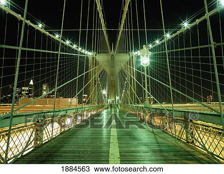 Looking Along Walkway On The Brooklyn Bridge At Night View Large Photo Image Stock Image - Looking Along Walkway On The Brooklyn Bridge At Night. Fotosearch