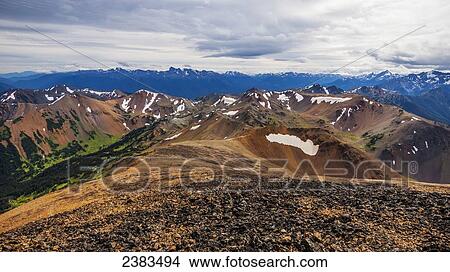 Picture - Looking down from mountaintop; Gold Bridge, British Columbia, Canada. Fotosearch