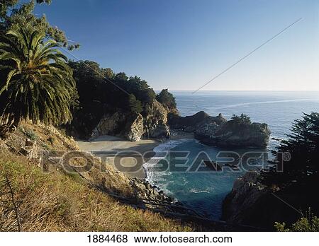 Stock Photo - Looking Down On The Mcway Waterfall In Julia Pfeiffer Burns State Park. Fotosearch