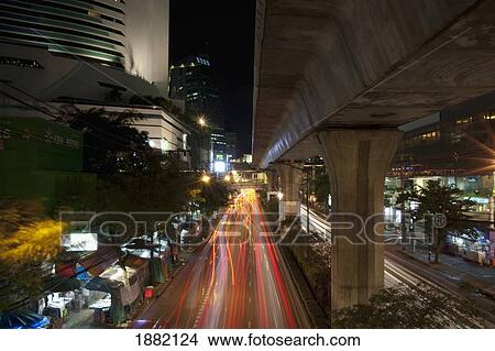 Picture - Looking Down Sukhumvit Road; Bangkok, Thailand. Fotosearch