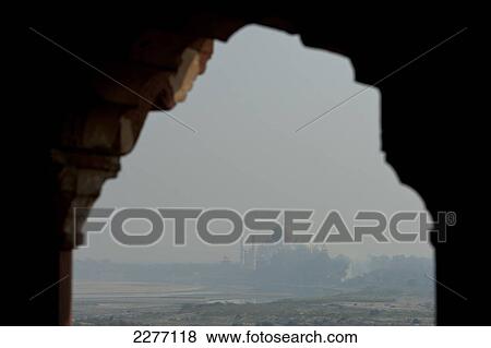 Looking down the River Yamuna from the Agra Fort to the Taj Mahal; Agra, India View Large Photo Image Stock Photo - Looking down the River Yamuna from the Agra Fort to the Taj Mahal; Agra, India. Fotosearch