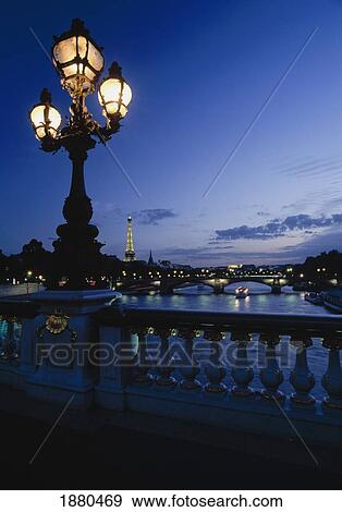 Stock Photo - Looking From The Pont Alexandre Iii Down The Seine To The Eiffel Tower.. Fotosearch