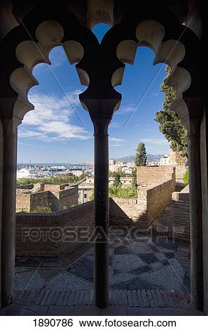 Stock Photograph - Looking Out From Arched Window Of Alcazaba. Fotosearch