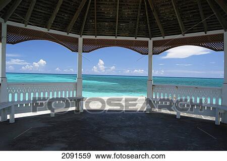 Looking Out From Gazebo And Out To Sea, Silver Sands, Jamaica. View Large Photo Image Stock Photo - Looking Out From Gazebo And Out To Sea, Silver Sands, Jamaica.. Fotosearch