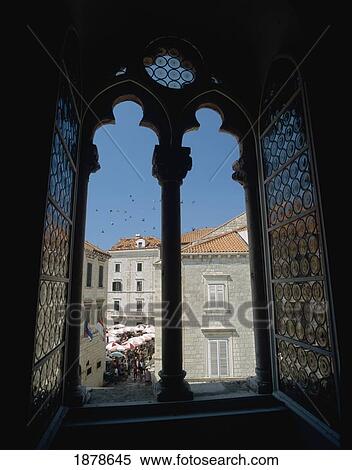 Stock Photography - Looking Out Of The Rector's Palace Towards Market Square. Fotosearch