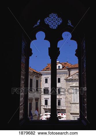 Stock Image - Looking Out Of Window Of Rectors Palace. Fotosearch