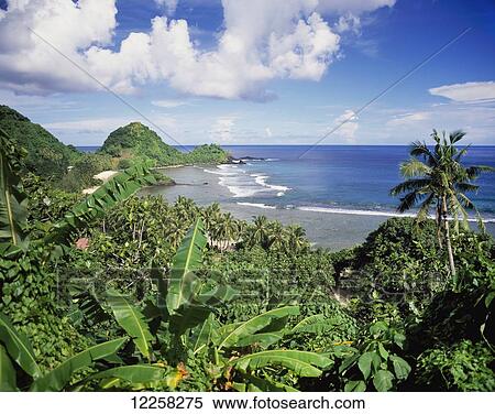 Stock Photography - Looking out over Upolu's Southeast coast; Upolu, Samoa. Fotosearch