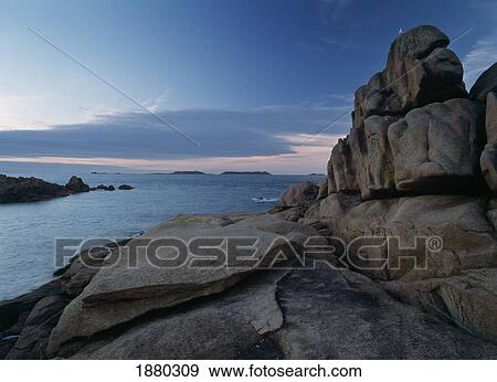 Looking Out To Sea At Dusk On The Cote De Granit Rose View Large Photo Image Stock Photo - Looking Out To Sea At Dusk On The Cote De Granit Rose. Fotosearch