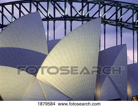 Picture - Looking Over The Opera House To The Sydney Harbor Bridge, Close Up. Fotosearch