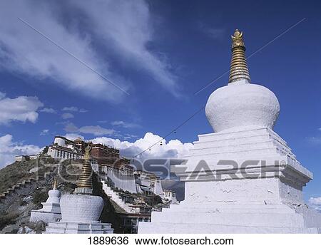 Looking Past Chortens At The Site Of The Former Western Gate To The Potala Palace View Large Photo Image Stock Photograph - Looking Past Chortens At The Site Of The Former Western Gate To The Potala Palace. Fotosearch