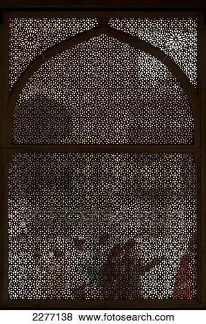 Looking through stone lattice walls in the Jami Masjid; Fatehpur Sikri, Agra, India View Large Photo Image Stock Photo - Looking through stone lattice walls in the Jami Masjid; Fatehpur Sikri, Agra, India. Fotosearch