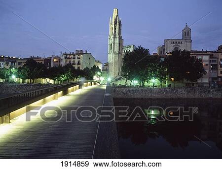 Stock Photo - Looking Towards Church Of Sant Feliu. Fotosearch