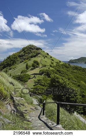 Stock Photo - Looking Towards The Highest Hill And Obsveration Point On Pigeon Island, St Lucia.. Fotosearch