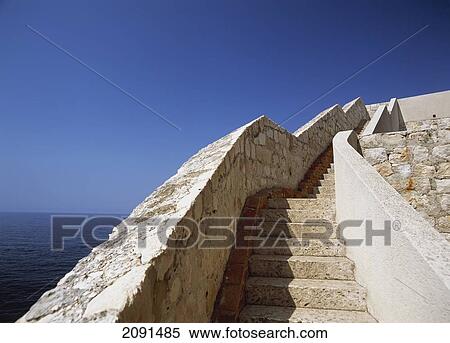 Stock Photography - Looking Up Steps On The City Walls Of Dubrovnik, Croatia.. Fotosearch