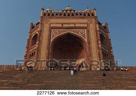 Looking up steps to the Buland Darwaza (Great Gate) of the Jami Masjid; Fatehpur Sikri, Agra, India View Large Photo Image Stock Photograph - Looking up steps to the Buland Darwaza (Great Gate) of the Jami Masjid; Fatehpur Sikri, Agra, India. Fotosearch