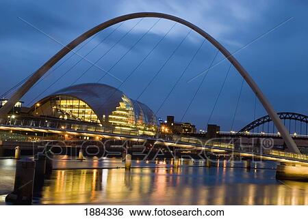 Looking Up The Tyne At Dusk Past The Winking Bridge To The Sage Centre View Large Photo Image Stock Photograph - Looking Up The Tyne At Dusk Past The Winking Bridge To The Sage Centre. Fotosearch