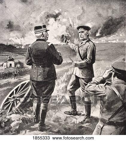 Stock Image - Lord Kitchener And General Joffre On The Western Front 1915 From The War Illustrated Album Deluxe Published London 1916. Fotosearch