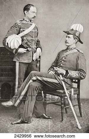 Stock Photograph - Lord Kitchener, seated, and his eldest brother, Colonel Henry Elliott Chevallier Kitchener, 2nd Earl Kitchener, 1846. Fotosearch