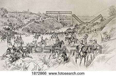 Stock Photograph - Lord Roberts's Column Crossing The Sand River Drift During The Second Boer War. From The Book South Africa And The Transvaal War By Louis Creswicke, Published 1900.. Fotosearch