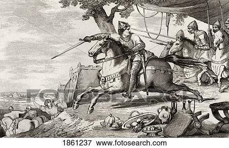 Stock Photo - Lothair 941 To 986 Leads His Army Into Battle From Histoire De France By Colart Published Circa 1840. Fotosearch