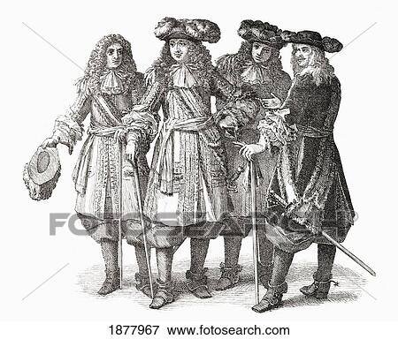 Stock Photo - Louis Xiv And Officers Of His Staff. Louis Xiv, 1638 To 1715. King Of France And Navarre. From The Book Short History Of The English People By J. R. Green, Published London 1893. Fotosearch