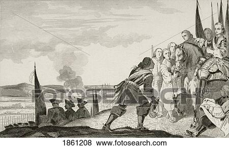 Stock Photo - Louis Xv 1710 To 1774 At The Battle Of Fontenoi In 1745 From Histoire De France By Colart Published Circa 1840. Fotosearch